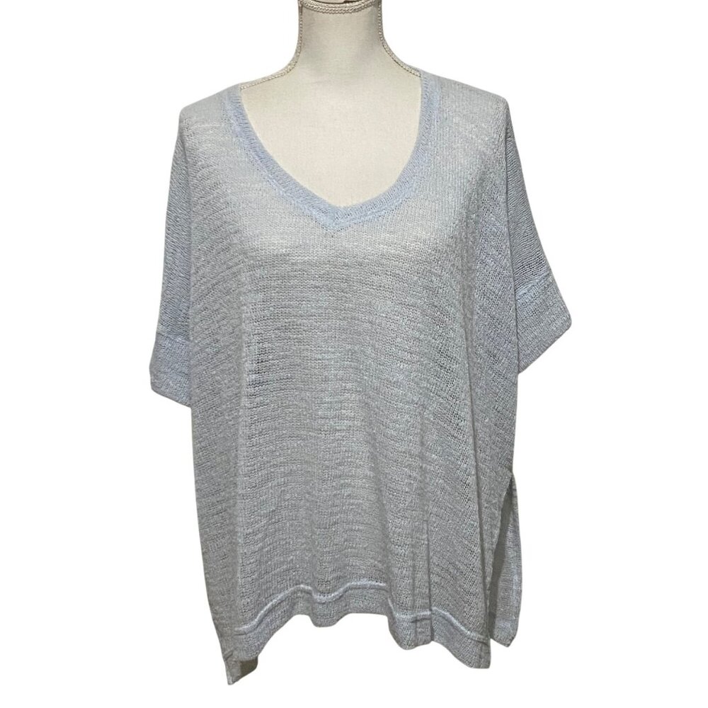 Vtg 90s Y2K Light Blue V-neck Sweater One Size Coastal Mermaid Softgirl Layering